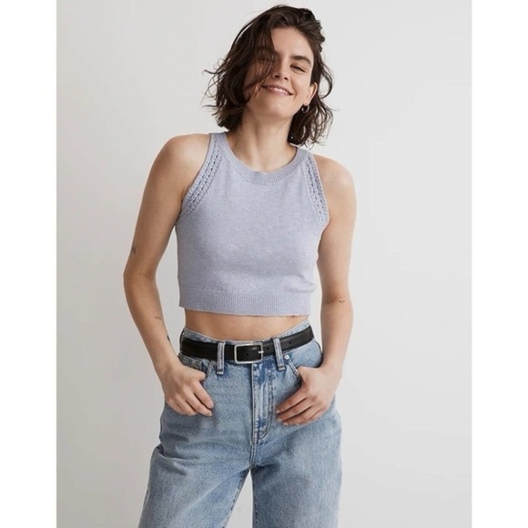 Madewell Tops - Madewell Light Blue Knit Crop Top size medium